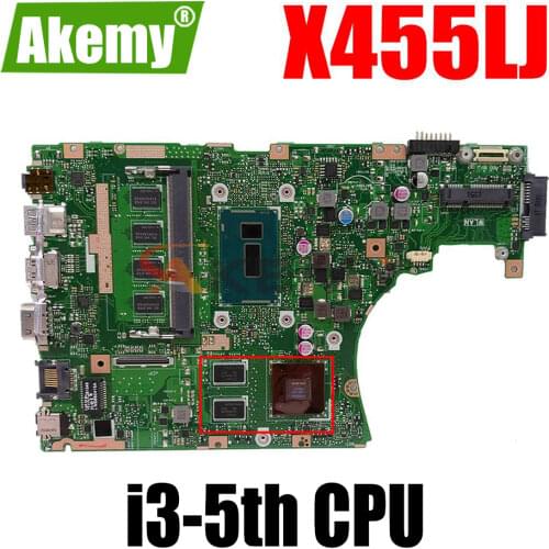 X455LJ notebook mainboard For ASUS A455L X455LD X455LB X455LJ laptop motherboard mainboard with I3-5005U CPU 2GB RAM V1G test ok