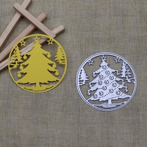Christmas Tree Metal Cutting Dies For Scrapbooking Circle Round Stencil Craft Paper Knife Mould Blade Punch Card Making Die Cut