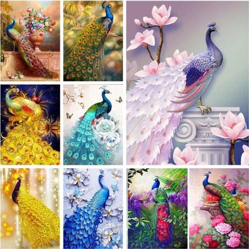 Colorful Peacock 5D DIY Full Square and Round Diamond Painting Embroidery Cross Stitch Kit Wall Art Club Home Bedroom Decor