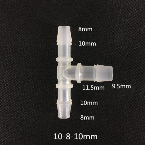 10-8-10mm plastic hose coupling Reducing Tee Connectors