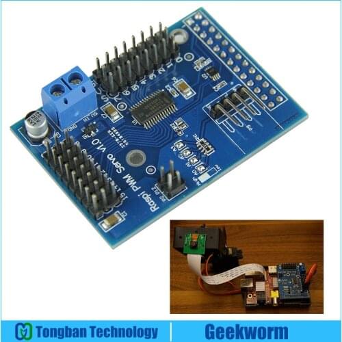 Raspberry Pi / Arduino 16-Channel Servo Shield 12-bit PWM/Servo I2C Input for arduino / Raspberry Pi