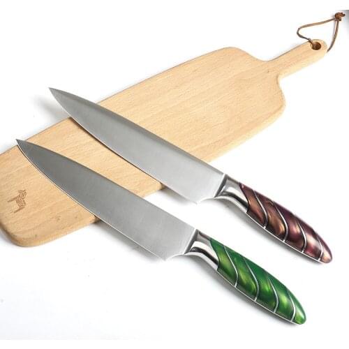 Master Design Stainless Steel Chefs Knife 8 inch Chef Slicing Knives 7Cr17 Stainless Steel Cooking Knives Resin Handle Knives