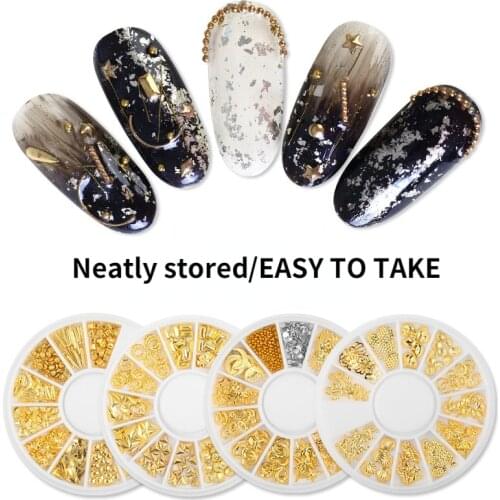 Nail Art Rhinestone Jewelry Star and Moon Rivets Japanese Hollow Alloy Nail Decoration Rivet Jewelry Disc Diamond Accessories