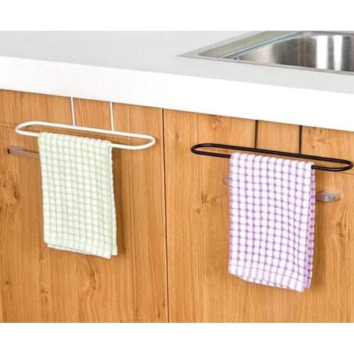 Iron Towel Rack Kitchen Cupboard Hanging Cloth Organizer Sponge Holder Hanger Cabinet Door Back Hanger Towel