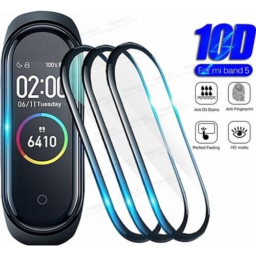 1-3Pcs 10D Full Curved Cover Soft Film For Xiaomi Mi Band 5 On Xiomi Band5 Miband 5 Miband5 Screen Protector NOt Tempered Glass