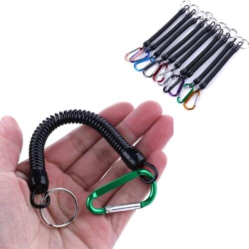 1PCS Key Lanyard Fishing Missed Rope Key Chain Elastic Coil Stretch Tether Wire Spring Rope Lockable Key Cord For Fishing