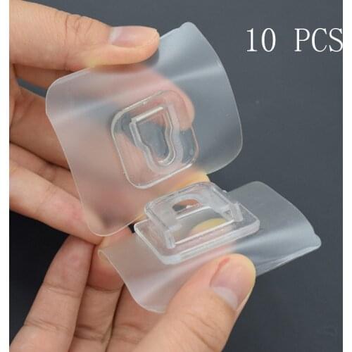 10 Pcs Double-Sided Adhesive Wall Hooks Hanger Strong Transparent Suction Cup Holder For Kitchen Bathroom Waterproof Seamless