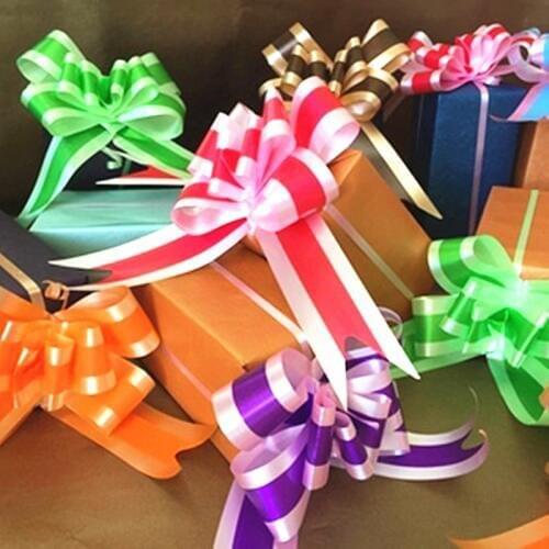 10pcs/lot Christmas Gift Wrap Pull Bows Gift Ribbons Happy New Year Birthday Party Decoration Supplies Wedding Car Decoration