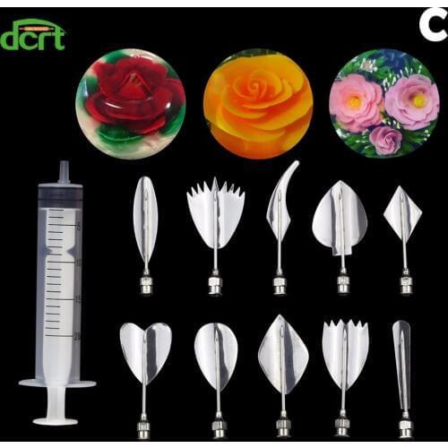 11Pcs/Set 3D jelly Flower Art Tools Sets,DIY Jelly Cake Decorating Tools Gelatin Art Tools Cake Mold for Baking
