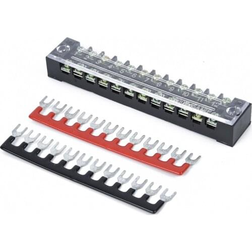 15pcs Terminal Block Barrier Strips Universal 12 Points Clear Auto Electrical Marine Power