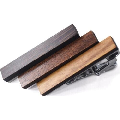20pcs/lot 4CM Wooden Tie Clips Vintage Wood Tie Clip Tie Pin Bars Mens Jewelry Wedding/Business Gift Wholesale