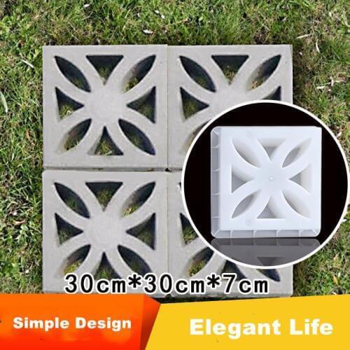 30cm /11.81in Good Quality Classic Simple Curve Flower Shape Design Texture Square Strong ABS Concrete Thick Pavement Mold