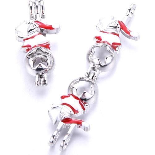 5pcs Mixing Santa Claus Gift Pearl Cage Locket Pendant Making Bead Cage Necklace Aroma Essential Oil Diffuser For Oyster Pearl