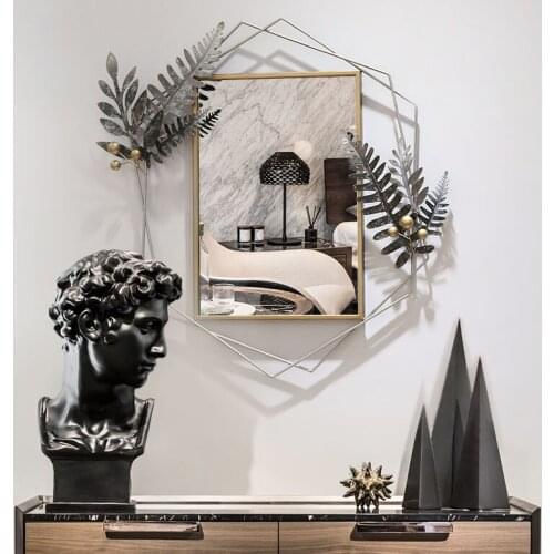 American Simple Living Room Dining Room Light Luxury Wrought Iron Wall Decoration Porch Mirror Creative Background