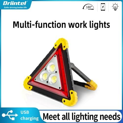 Car safety folding tripod emergency LED flashing rechargeable floodlight auto accessories car breakdown emergency stop sign