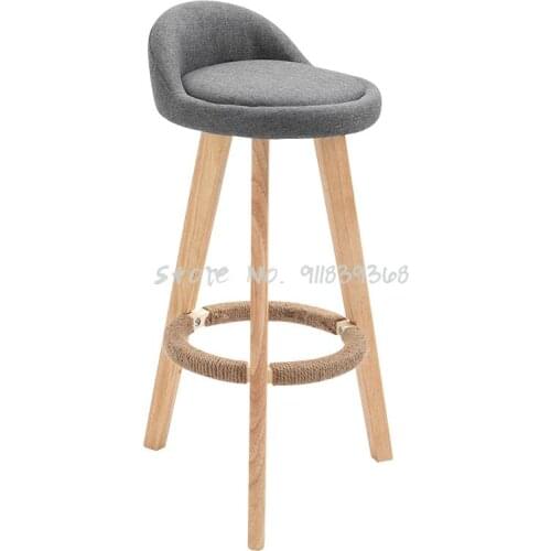 Solid Wood Bar Chair Modern Simple High Stool Family Back Chair Bar Chair Front Desk Chair Milk Tea Shop Chair