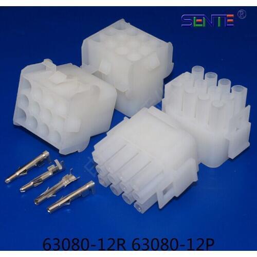 FREE SHIPPING 10 set 12 Pin way Electrical Wire Connector Plug 63080 6.3mm pitch connectors kit (Housing+Terminal) for car/boat