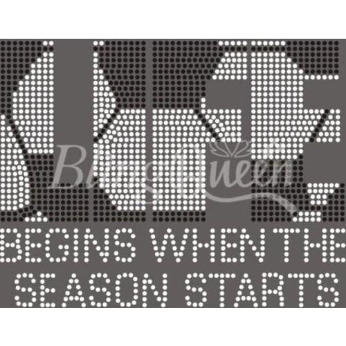 BlingQueen 25PCS/LOT Korean Rhinestone Iron On Transfers Soccer Design