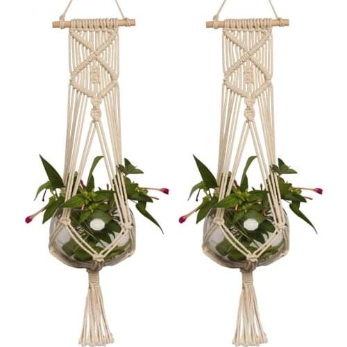Large-sized Plant Hanger Basket Handmade Rope Pots Holder Fine Hemp Rope Net Flower Pot Plant Lanyard Decoracion Hogar Pot