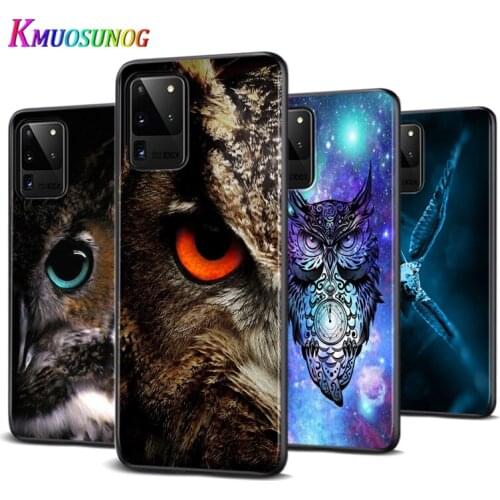 Hot Cute Animal Owl for Samsung Galaxy S21 S20 FE Ultra S10 S10e S9 S8 S7 S6 Plus Lite Edge Black Phone Case