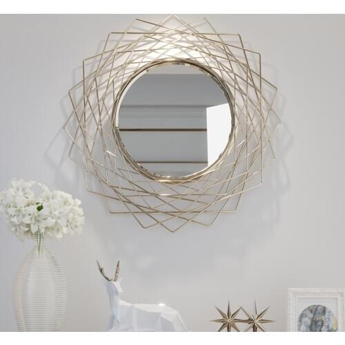 European Wrought Iron Decorative Mirror Wall Hanging Ornaments Crafts Decoration Home Livingroom Wall Sticker Mural Accessoriess