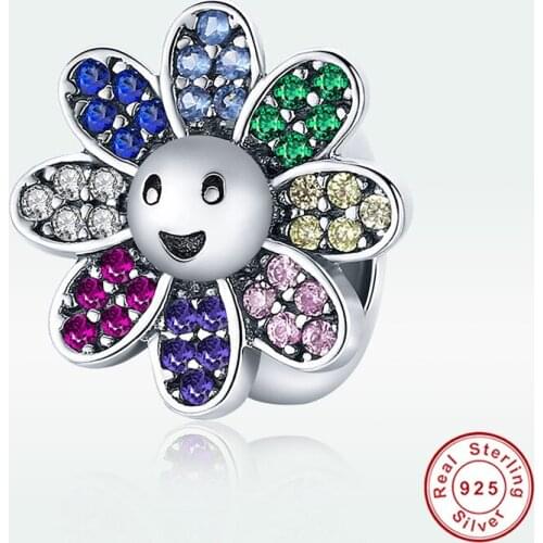 Fit Pan Bracelet 100% 925 Sterling Silver Sunflower Bead High Jewelry Woman Silver Bangle Pendant Gift Making Charm DIY