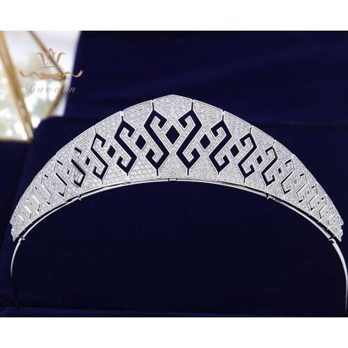 Bavoen Top Quality Shinny Zircon Crystal Brides Tiara Headpieces Wedding Hairbands Evening Hair Jewelry Birthday Gift