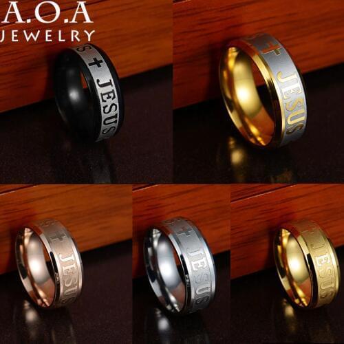 Hot Sale Religious Christian Midi Ring 316L Stainless Steel Jesus Cross Ring For Easter Day Gift
