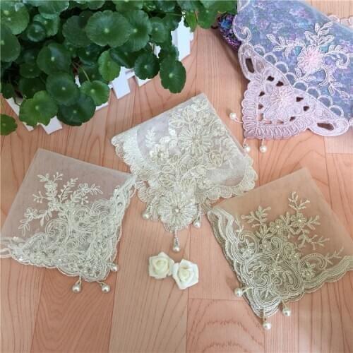 Square lace napkin Elegant Embroidery Table Runner Pastoral Fabric Tea tablecloth, Luxury Table mat table Cover for decoration