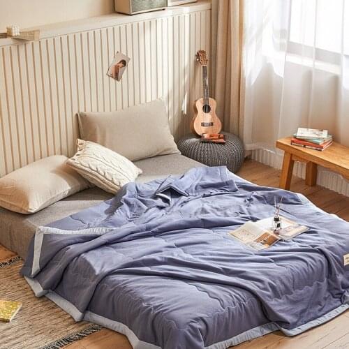 Airable Cover Summer Thin Solid color Quilt Spring and Autumn Washed Cotton Summer Quilt Single Machine Washable