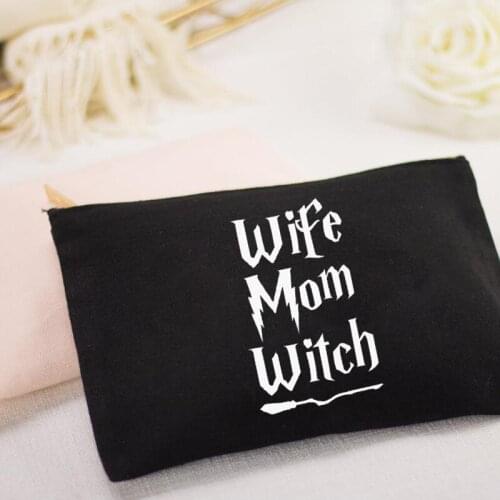 Wife mom witch Makeup Bag October baby shower Pregnancy announcement mommy to be birthday New Mom Halloween Mothers Day Gift