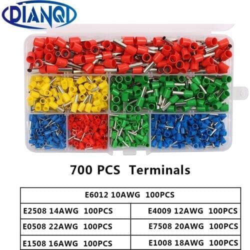700pcs/set 22-10AWG Wire Copper Crimp Connector Insulated Insulated Cord End Cable Wire Terminal Kit DIY brass DIANQI