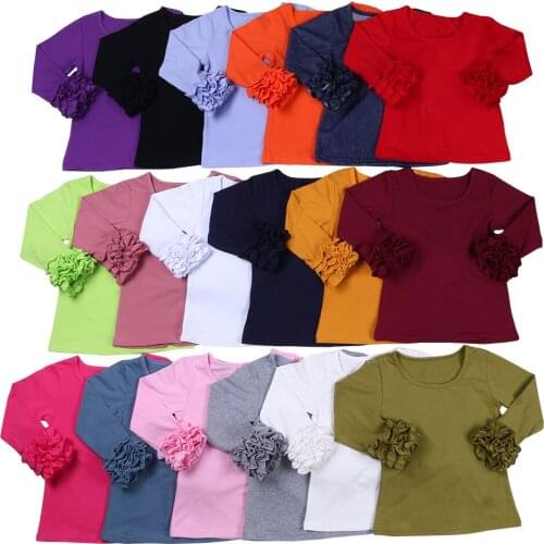 Solid color baby girls icing shirts long sleeve tops plain boutique kids cute t shirts