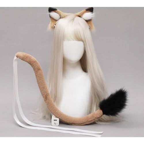 Lolita Plush Hairpin Lion Ears Headband Tail Set Furry Hairband Cute Headpiece Anime Fancy Dress Cosplay Accessories