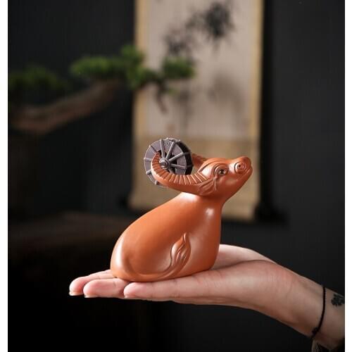 Purple Sand Tea Pet Flowing Water Ornaments Handmade Boutique Cattle Can Raise Tea Play Tea Ceremony Tea Set Accessories