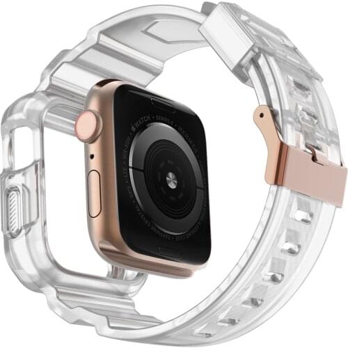 Strap+shock resistant Case For Apple Watch band 42mm 44mm 44mm Armor protective cover Silicone Bracelet iWatch SE 6 5 4 3 belt