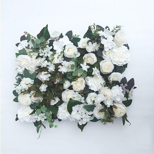 Green Leaf Beige Rose Dahlia Artificial Flower 60x40cm DIY Party Flower Board Pink Romantic Wedding Decoration Background