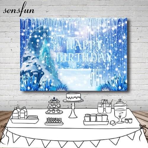 Sensfun Winter Frozen Girls Birthday Party Backdrops Snow Bokeh Wedding Photography Backgrounds Custom Photocall