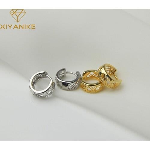 XIYANIKE 925 Sterling Silver Hollow Mesh Hoop Earring Female Trendy Fashion All-match Temperament French Romantic Handmade Gift