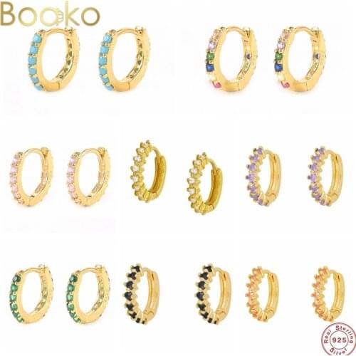 BOAKO Real 925 Sterling Silver Earrings For Women/Men Small Hoop Earrings Ear Bone aros Tiny Ear Nose Ring Girl aretes ear hoops