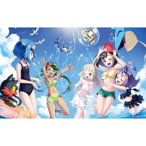 Takara Tomy PTCG Accessories Pokemon Card Board Game Playmat Alola Region Beauty Girl Trainer Toys for Children
