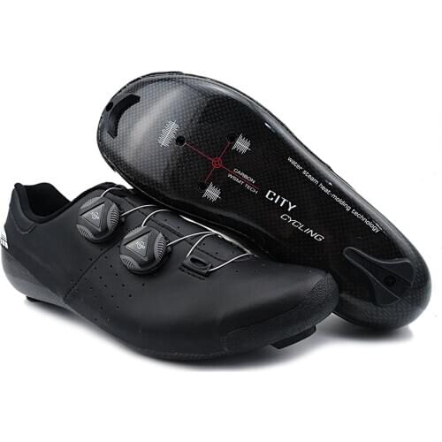 C3 City Cycling Shoes Heat Moldable 3K Carbon Fiber Road Bike Sneakers 2 Shoelaces Self-locking Thermoplastic Bicycle