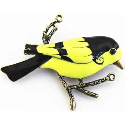 Vintage golden color Enamel animal bird brooch clothing accessories collar needle wholesale holiday gift