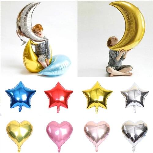 1pcs 22 Inch Moon Foil Balloon 18 inch Star Helium Balloons Birthday Party Wedding Decoration Baby Shower Decor Balls Globos