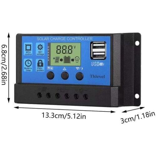 High quality PWM 10/20/30A Dual USB Solar Panel Battery10/20/30A USB Solar Panel Battery Regulator Charge Intelligent Controller