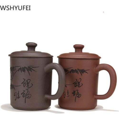 WSHYUFEI 500ML Teacup Purple Sand Pu'er Large Capacity Cup Office Cup Gift Travel Tea set Tea Set Tea Cup dropshipping
