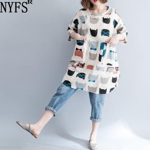 NYFS 2021 New Summer Kimono Womens T shirt Comfortable Linen Cotton Woman Tops Fashion Print Loose Blusas Camisa Mujer