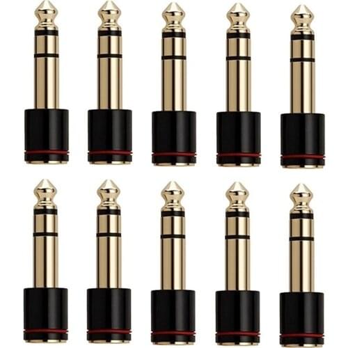 10PCS 1/4 Inch TRS 6.35mm Male to 3.5mm Female Headphone Audio Adapter Amplifier Mixer Guitar Stereo System Audio Convertor