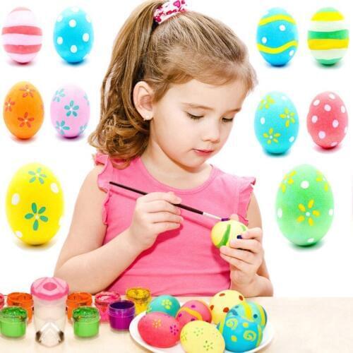 10Pcs/lot DIY Cute Easter Eggs Toys Kids Craft Graffiti Egg Party Gift Home Birthday Decorations Children Simulation eggs Toy