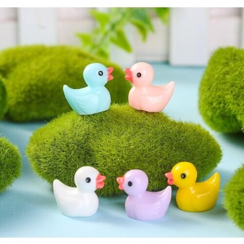 10pcs Mini Colorful Duck Duckling Small Pasture Statue Figurine Micro Crafts Ornament Miniatures DIY Garden Decor Figurines